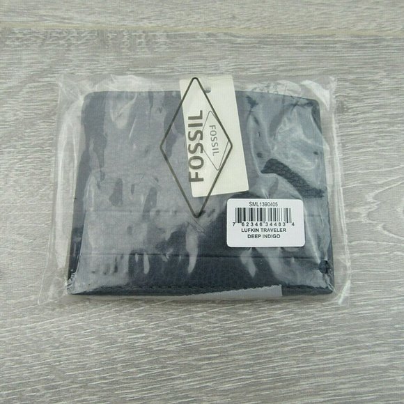 Fossil Lufkin Traveler Leather Deep Indigo Men's Wallet NEW - Picture 12 of 12